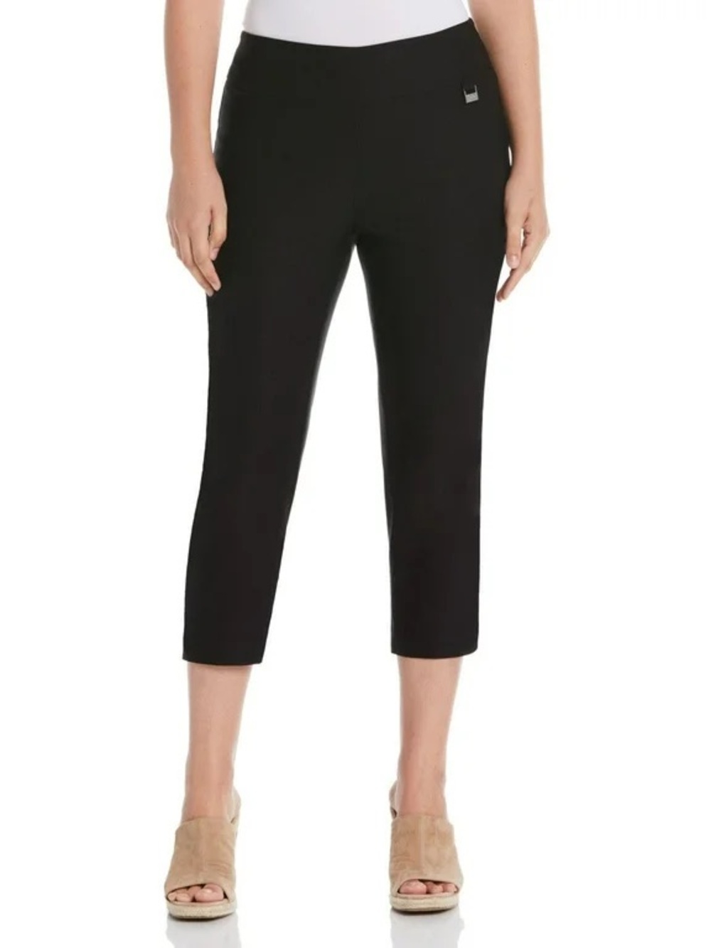 NWT Rafaella Black Cropped Pull-On Capri Pants 10